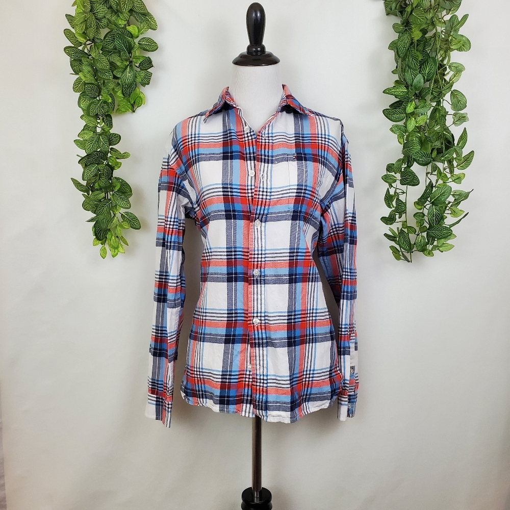 Tommy Hilfiger plaid red white blue button down